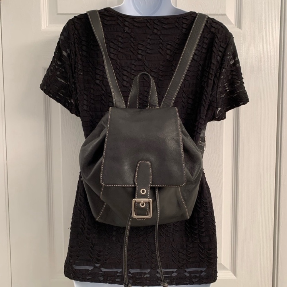 COACH purse black leather backpack